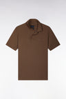 Polo manches courtes en coton Pima marron coupe droite