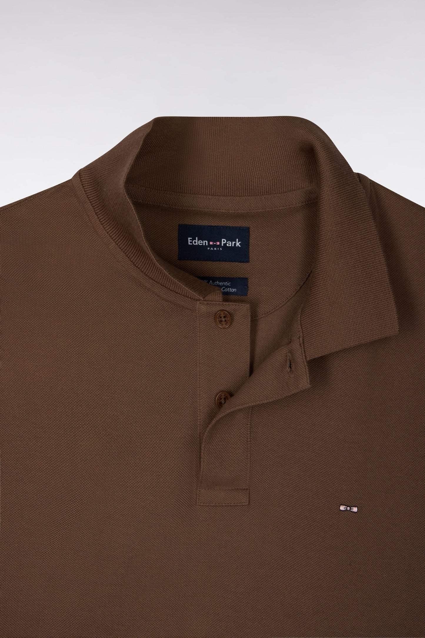 Polo manches courtes en coton Pima marron coupe droite