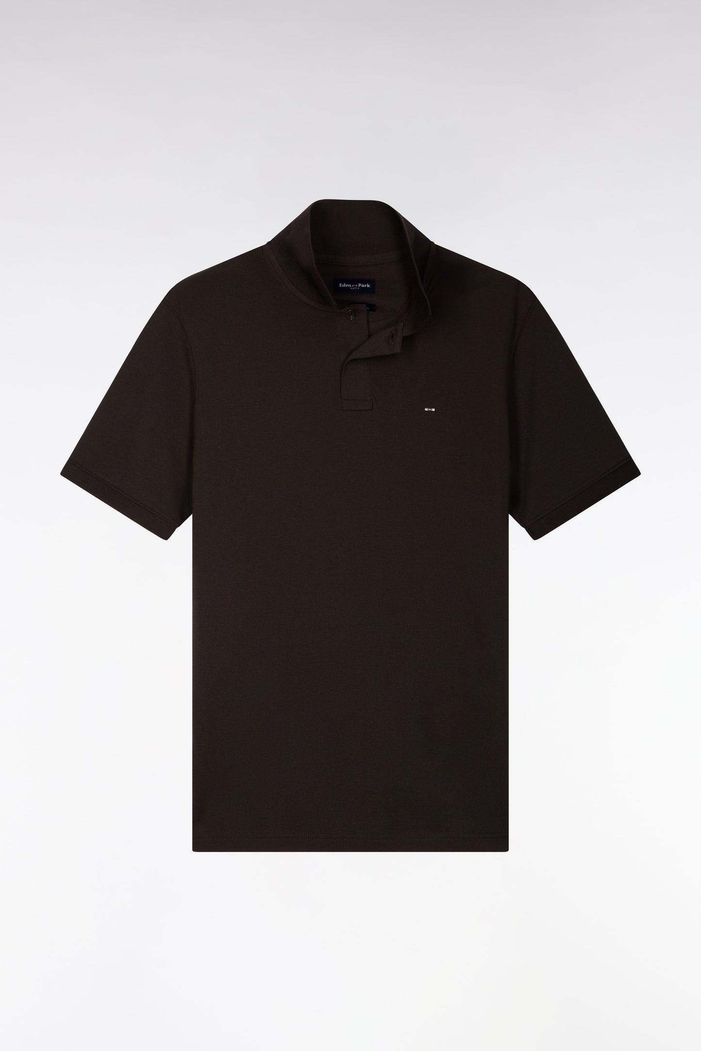 Polo manches courtes en coton Pima marron coupe droite