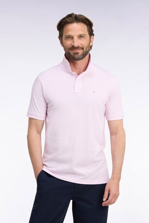 Polo manches courtes en coton Pima rose coupe droite - Image 3