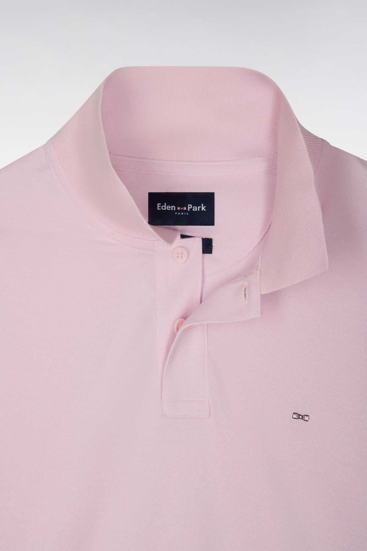 Polo manches courtes en coton Pima rose coupe droite