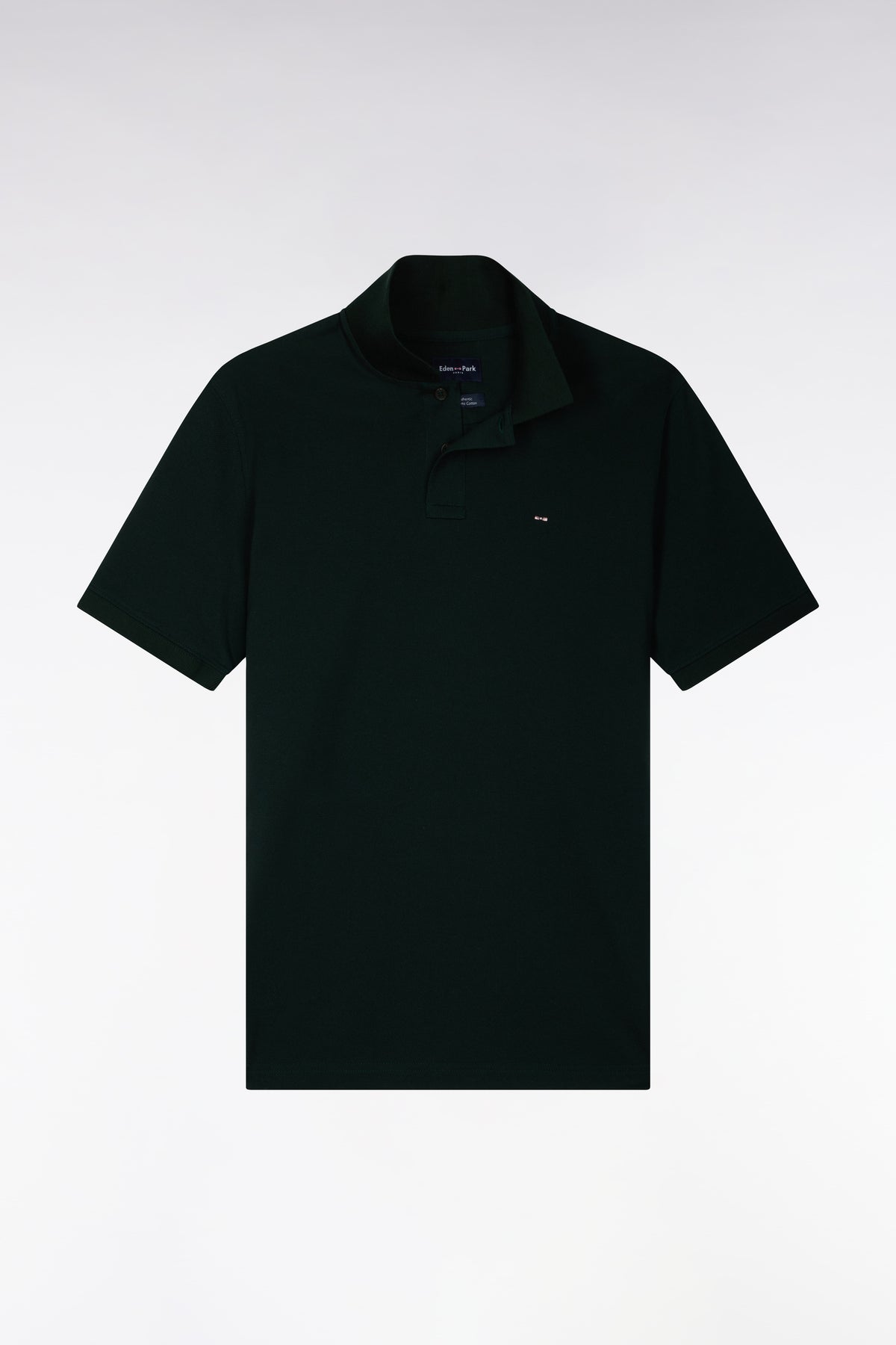 Polo manches courtes en coton Pima vert foncé coupe droite