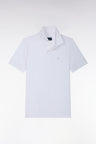 Polo manches courtes en coton stretch blanc coupe ajustée