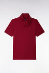 Polo manches courtes en coton stretch rouge coupe ajustée