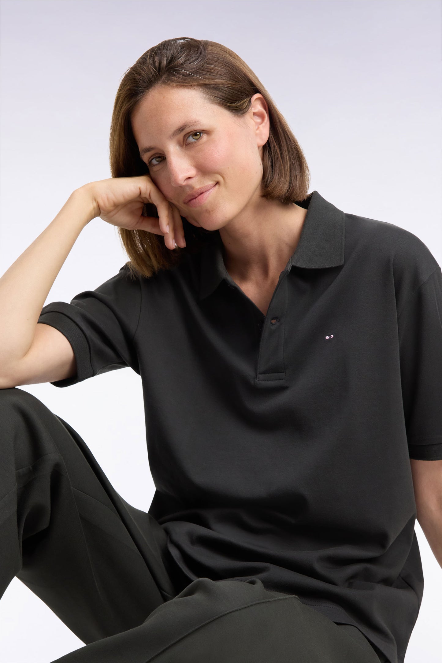 Polo unisexe manches courtes en coton interlock kaki