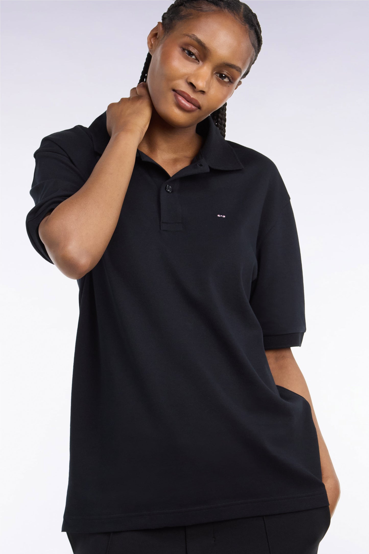Polo unisexe manches courtes en coton interlock noir