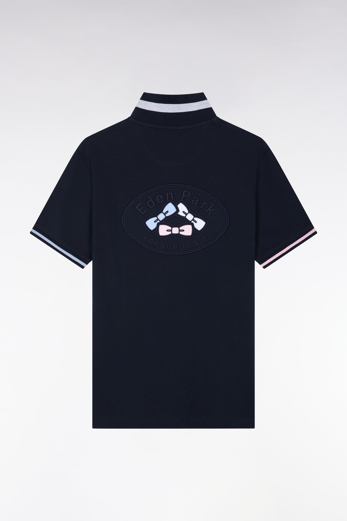 Polo manches courtes en coton marine coupe droite