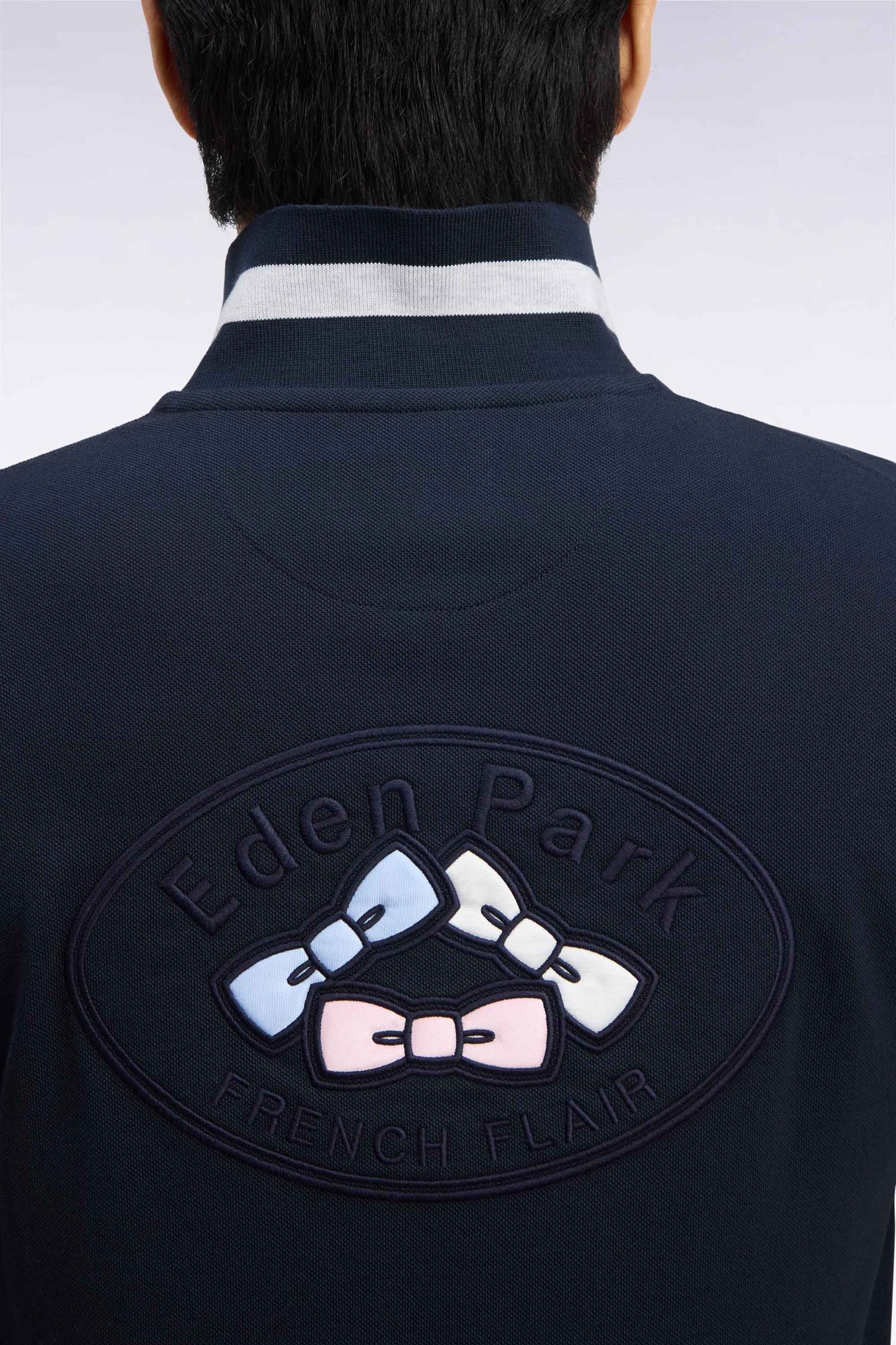 Polo manches courtes en coton marine coupe droite