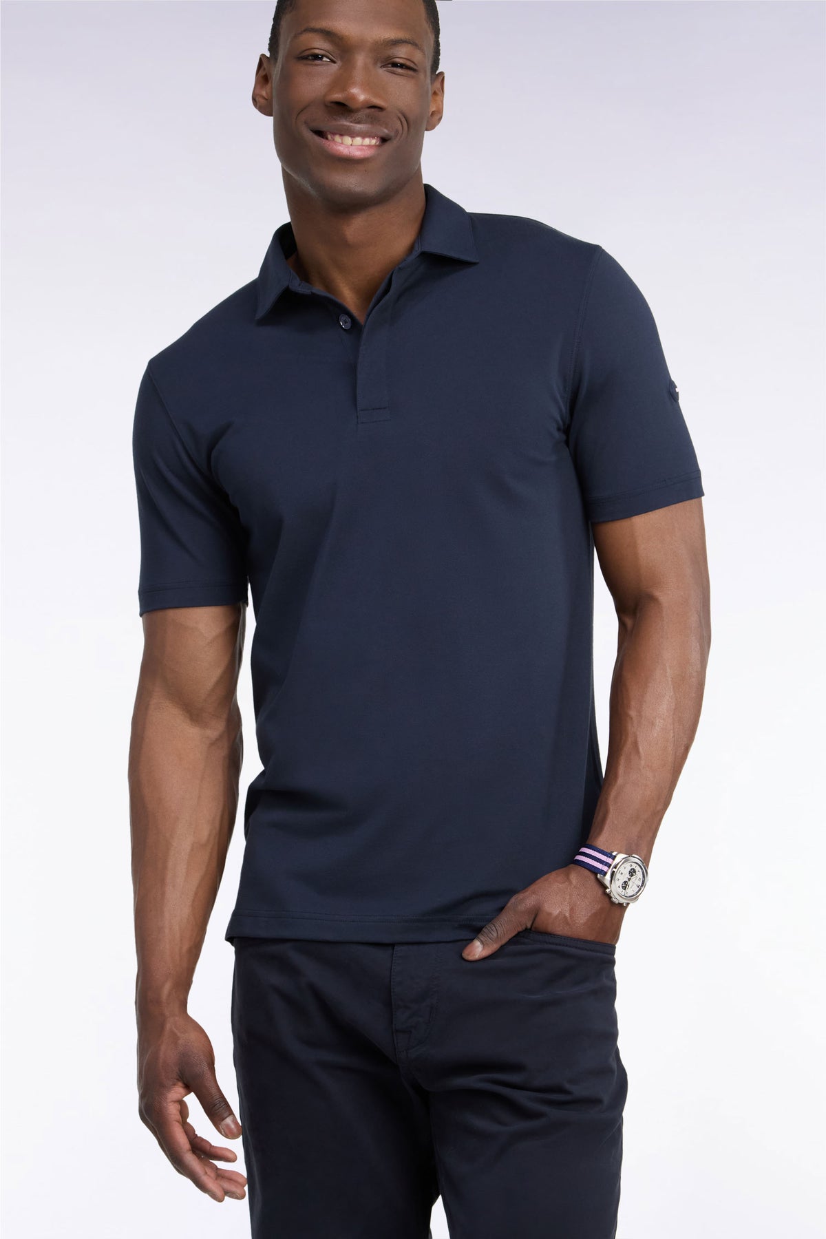 Polo golf manches courtes marine coupe droite