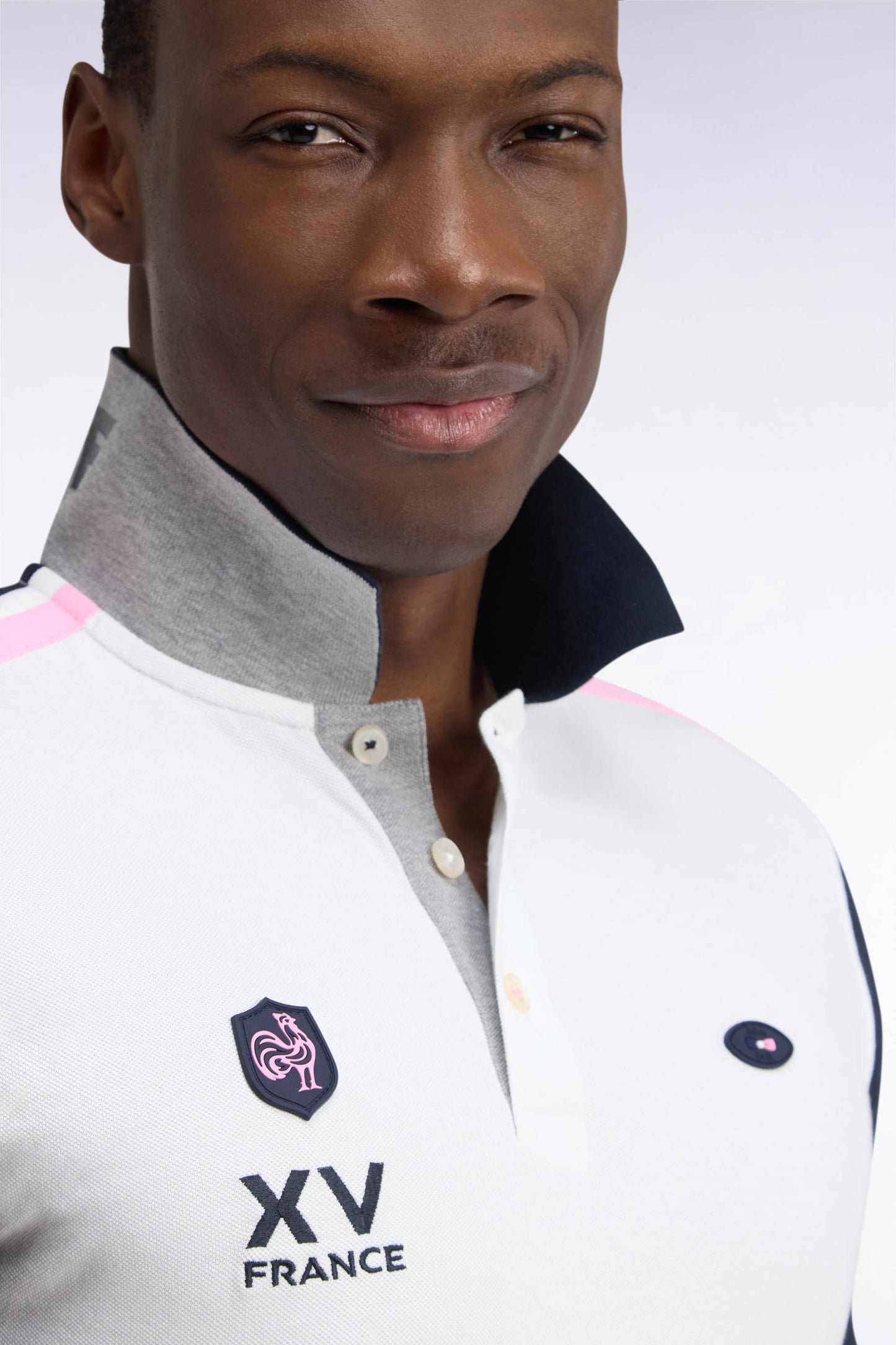Polo manches courtes XV de France blanc coupe droite