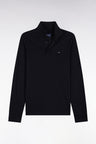 Polo manches longues en coton stretch noir coupe ajustée