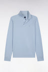 Polo manches longues en coton Pima bleu ciel coupe droite
