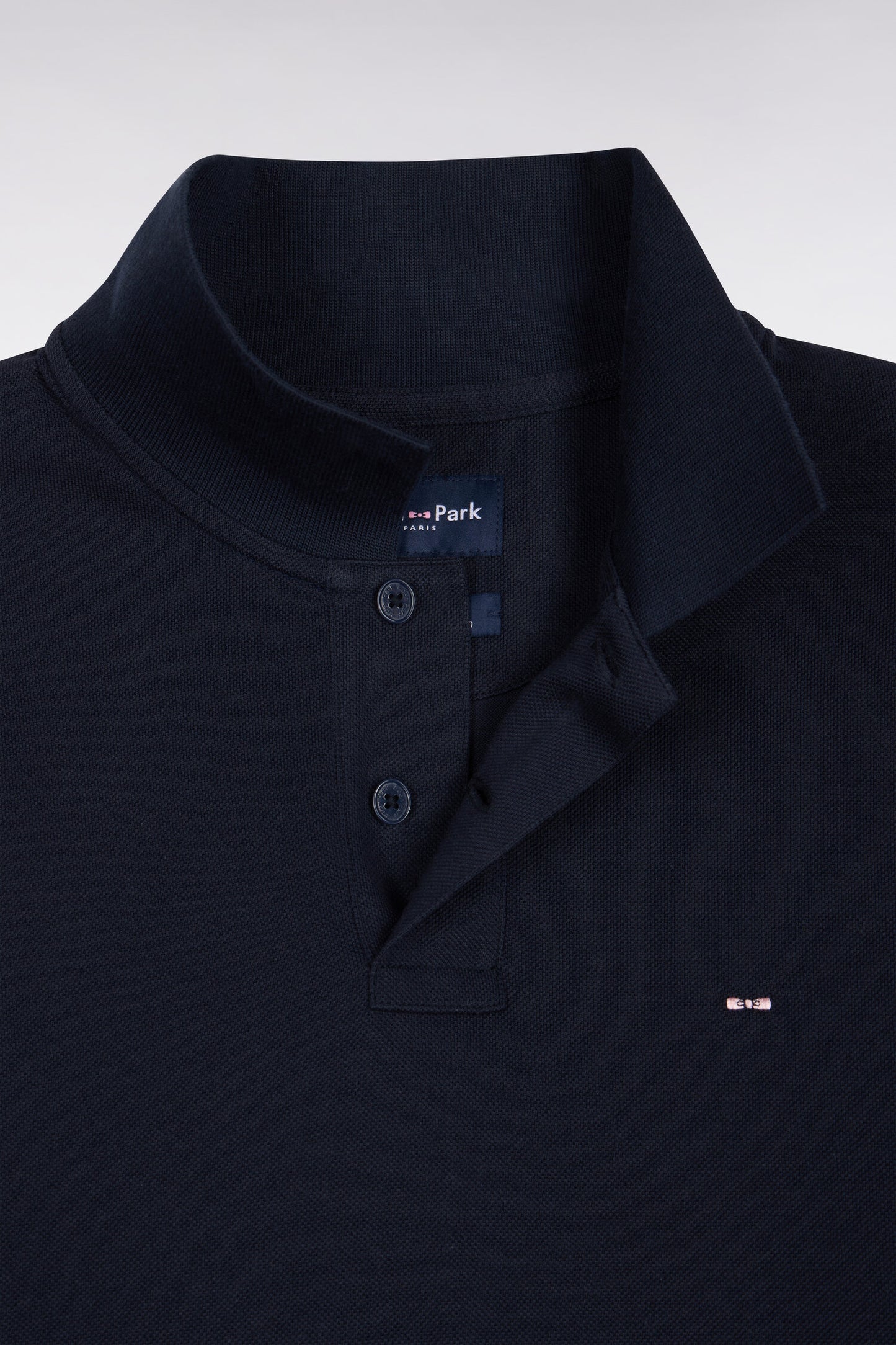 Polo manches longues en coton Pima bleu marinecoupe droite