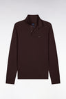 Polo manches longues en coton Pima marron coupe droite
