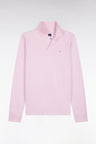 Polo manches longues en coton Pima rose coupe droite