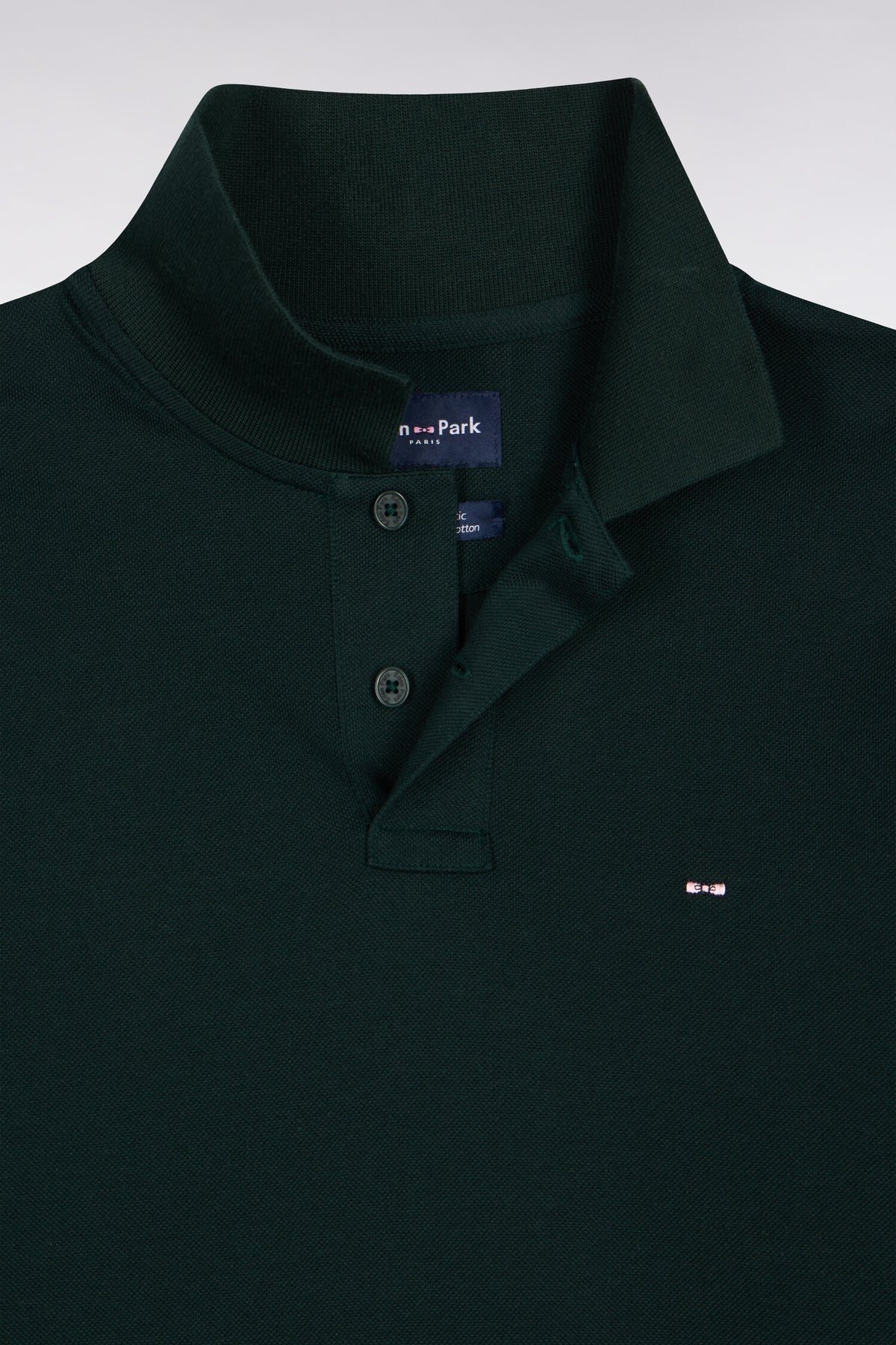 Polo manches longues en coton Pima vert foncé coupe droite