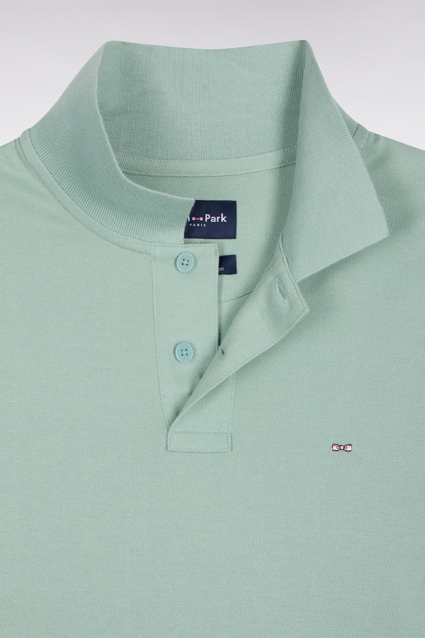 Polo manches longues en coton Pima vert coupe droite