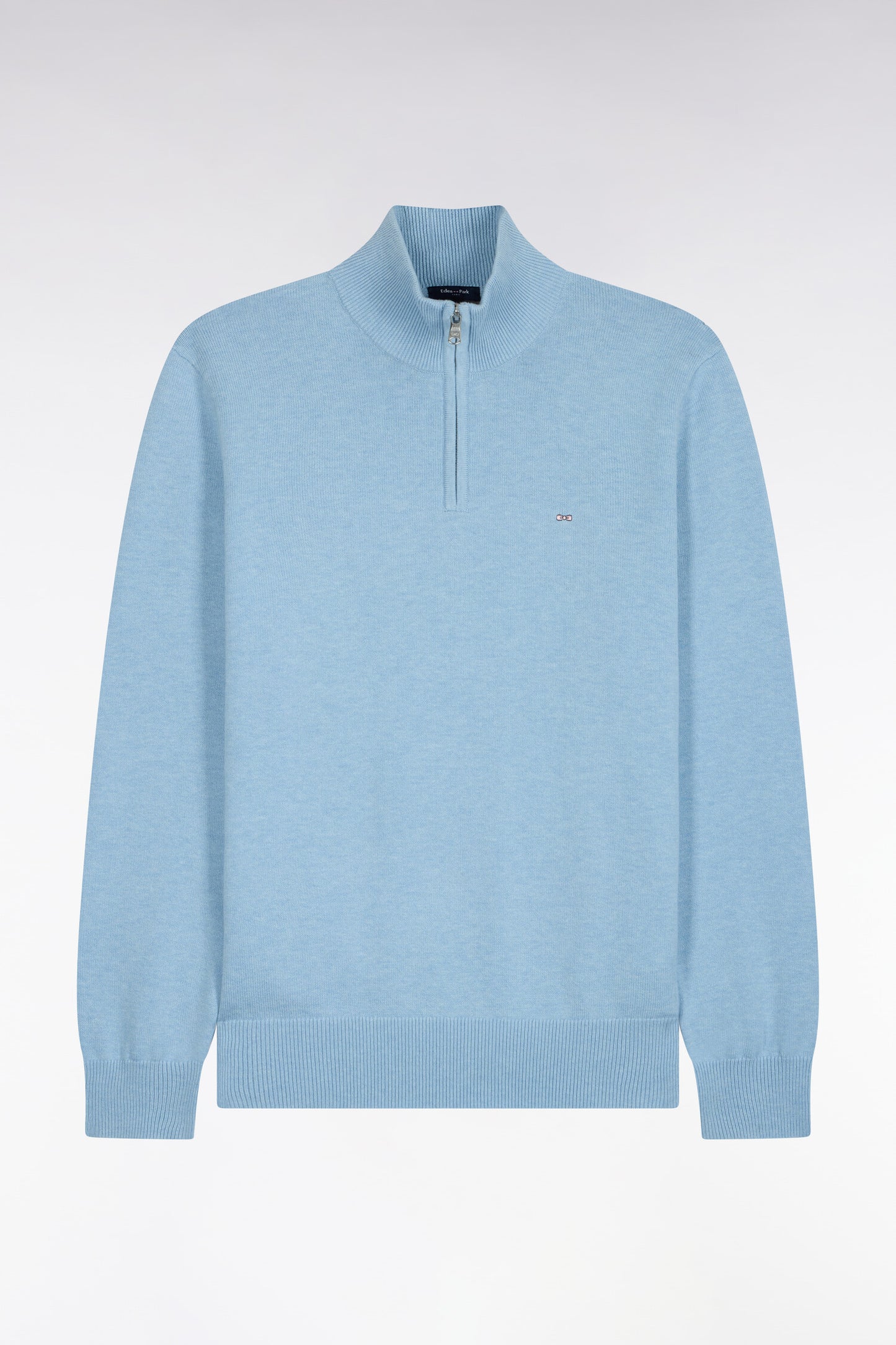 Pull col camionneur en laine et coton ciel coupe droite