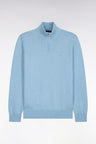 Pull col camionneur en laine et coton ciel coupe droite