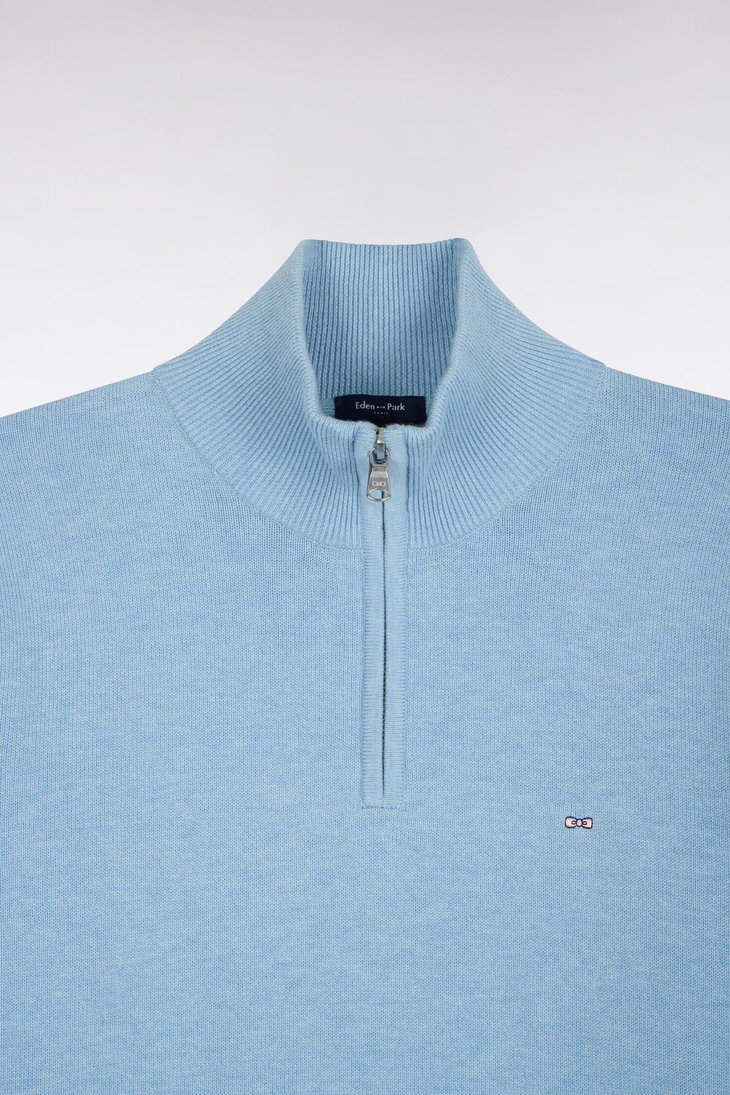 Pull col camionneur en laine et coton ciel coupe droite