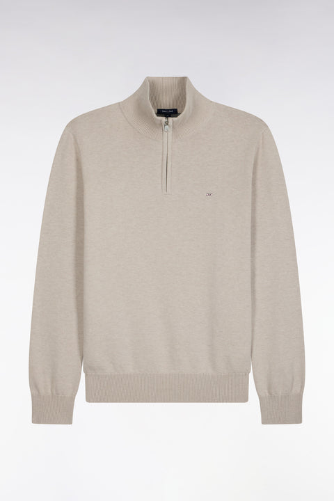 Pull col camionneur en laine et coton gris coupe droite - Image 2