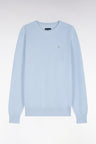 Pull col rond en coton bleu ciel coupe droite