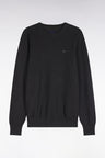 Pull col rond en coton gris foncé coupe droite