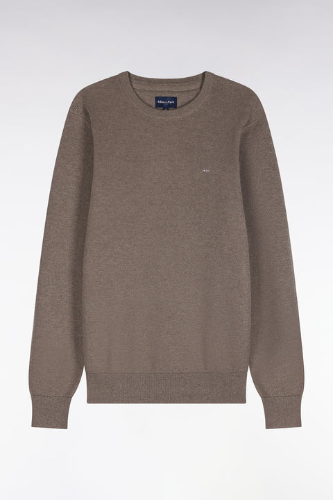 Pull col rond en coton gris coupe droite - Image 2