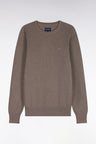 Pull col rond en coton gris coupe droite