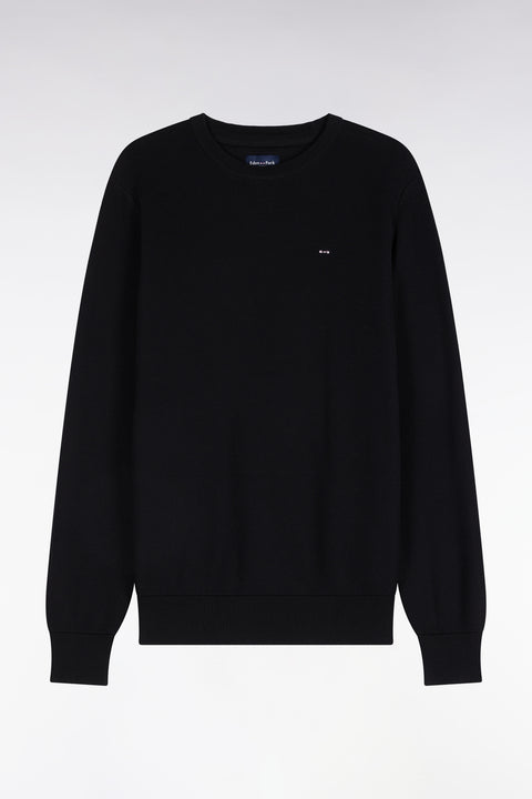 Pull col rond en coton noir coupe droite - Image 2