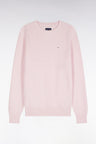 Pull col rond en coton rose coupe droite