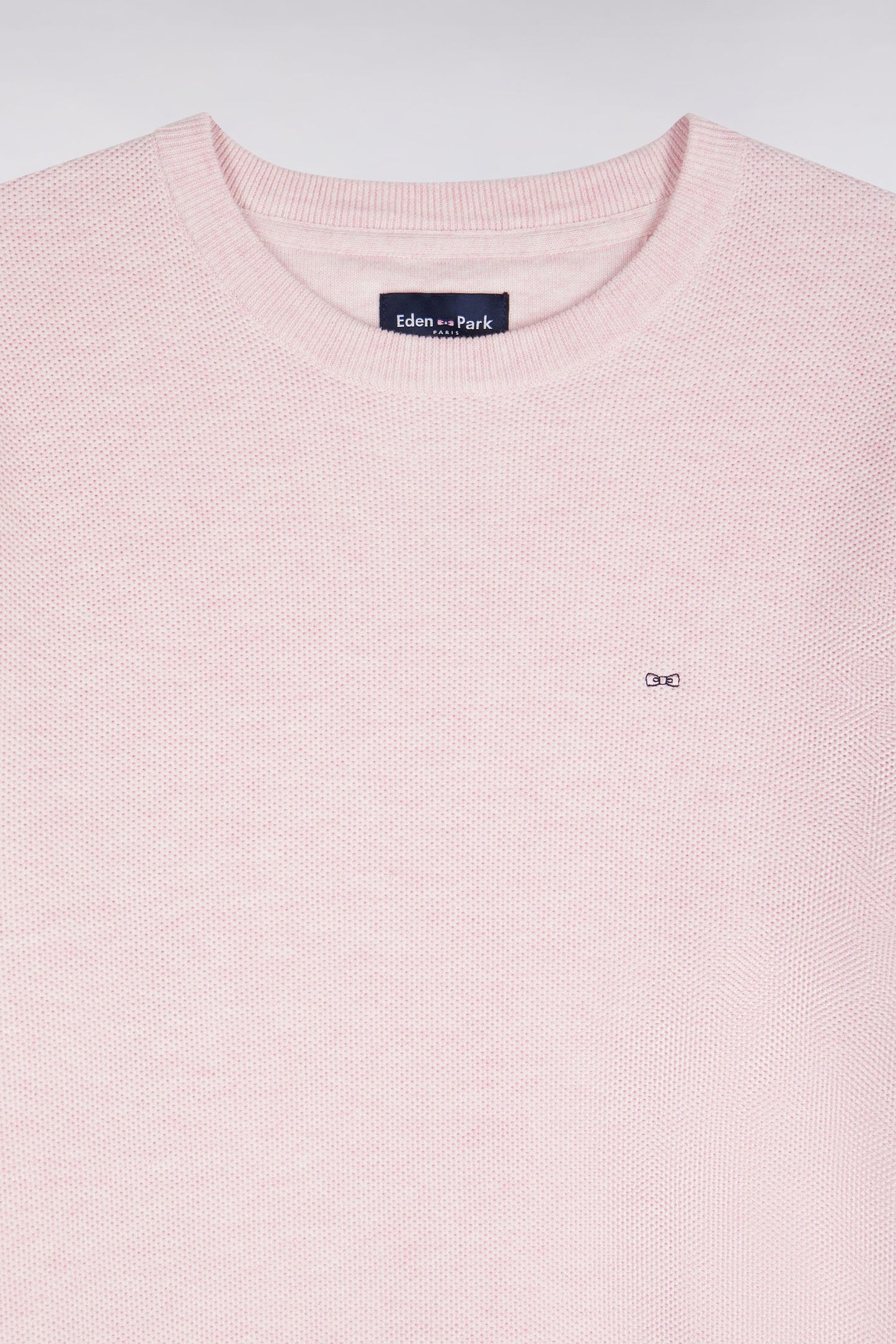 Pull col rond en coton rose coupe droite