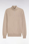 Pull col camionneur en coton beige coupe droite