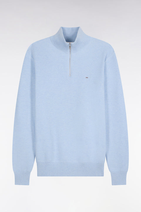 Pull col camionneur en coton gris clair coupe droite - Image 2