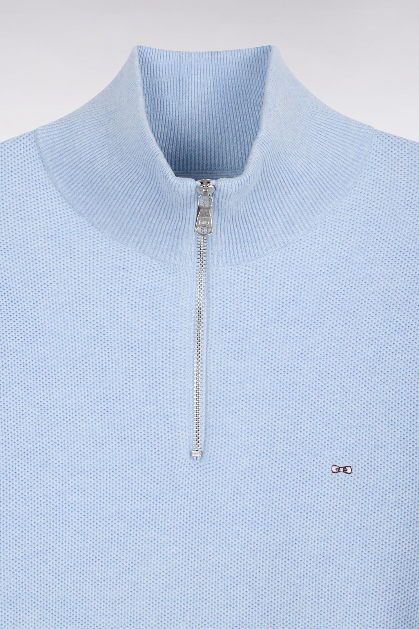 Pull col camionneur en coton gris clair coupe droite