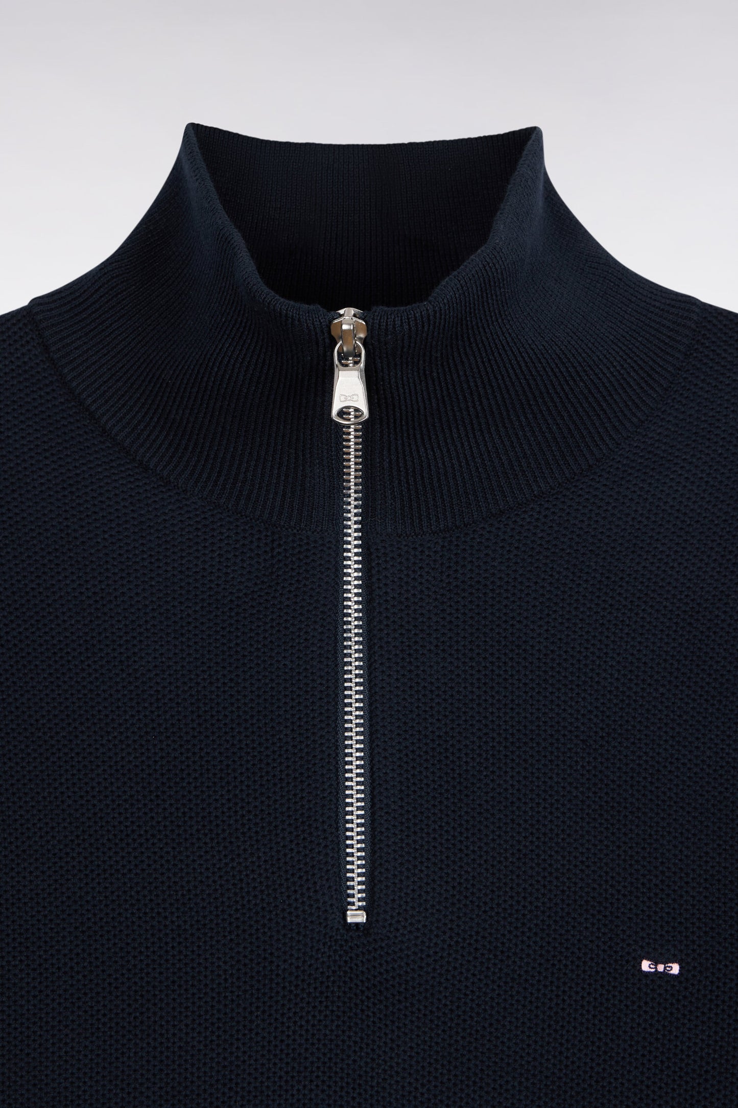 Pull col camionneur en coton marine coupe droite