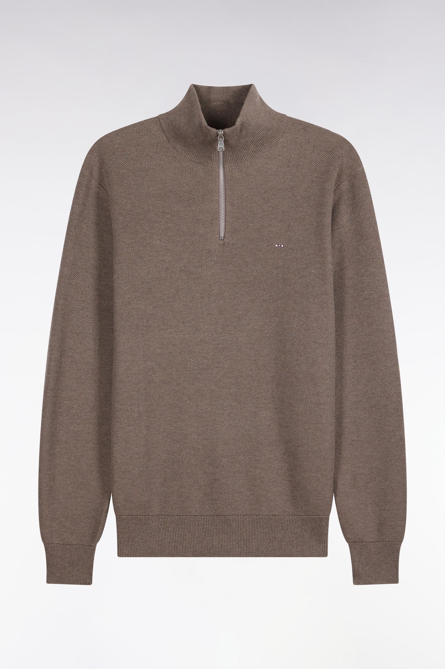 Pull col camionneur en coton gris anthracite coupe droite