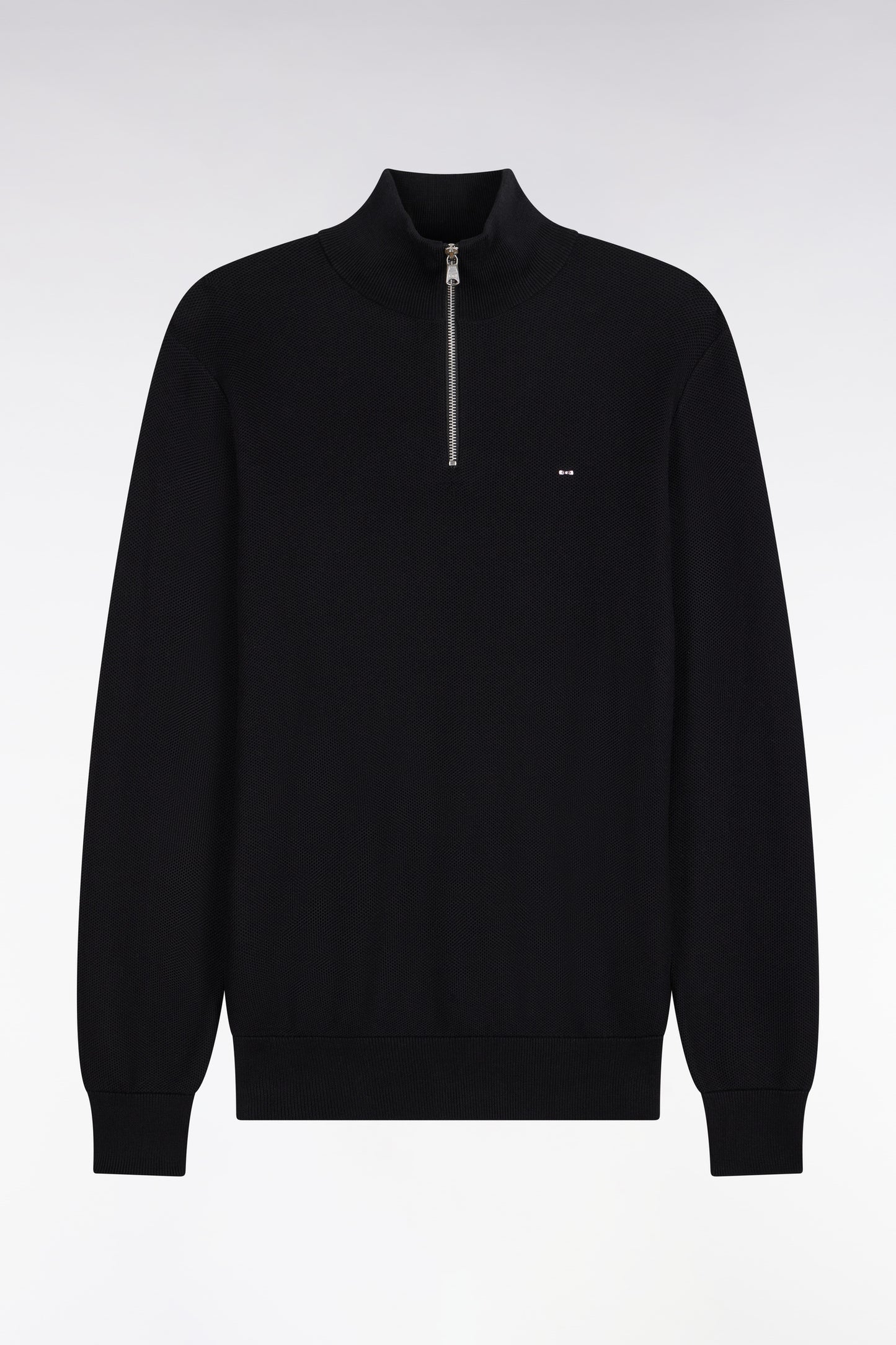 Pull col camionneur en coton noir coupe droite