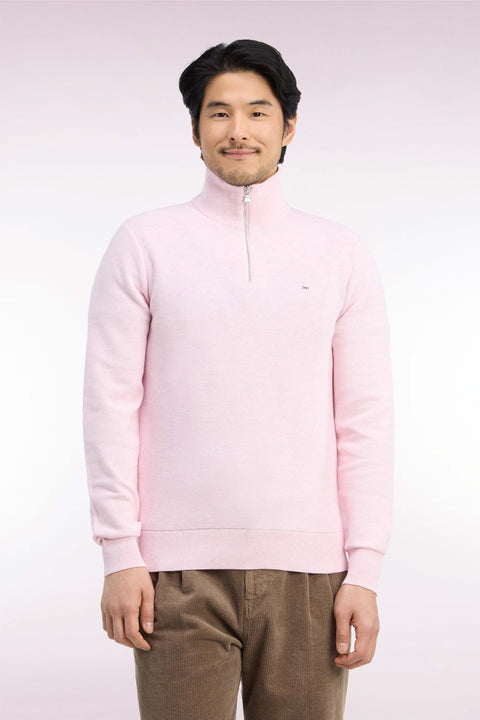 Pull col camionneur en coton rose coupe droite - Image 3