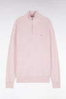 Pull col camionneur en coton rose coupe droite