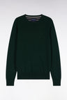 Pull à col rond en coton vert forêt