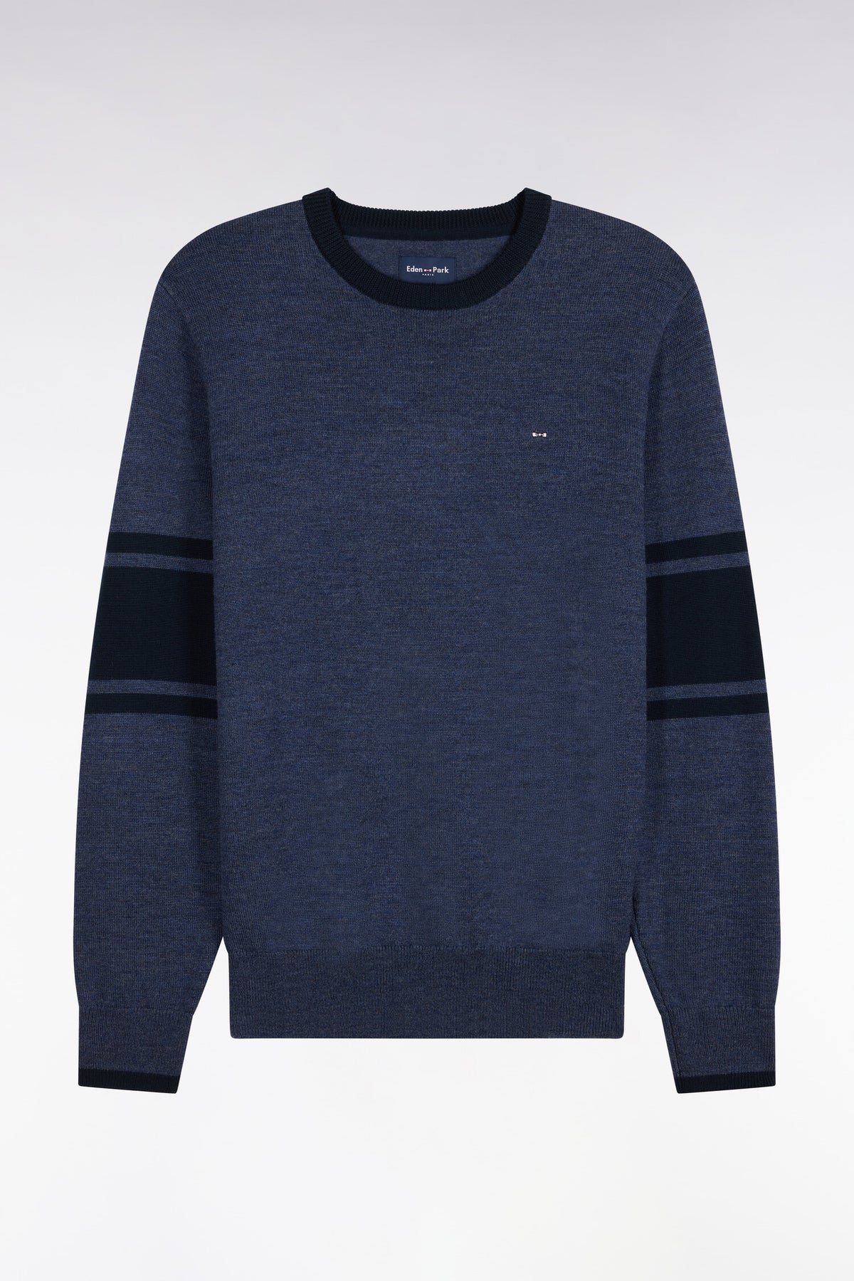 Pull à col rond en jersey de laine mérinos marine