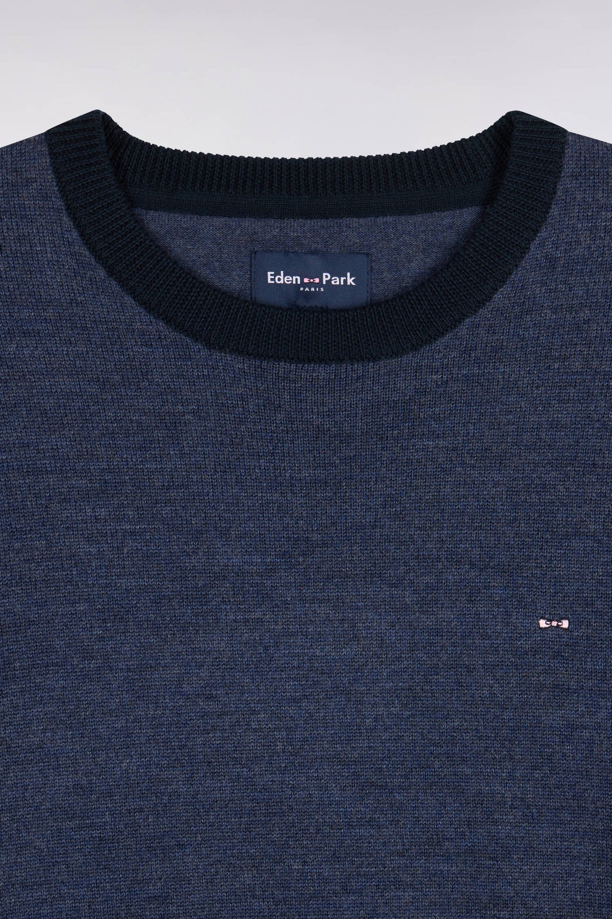 Pull à col rond en jersey de laine mérinos marine