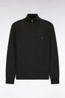 Pull col camionneur en laine et coton kaki côtelé coupe droite