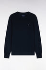 Pull à col rond en coton et viscose marine coupe droite