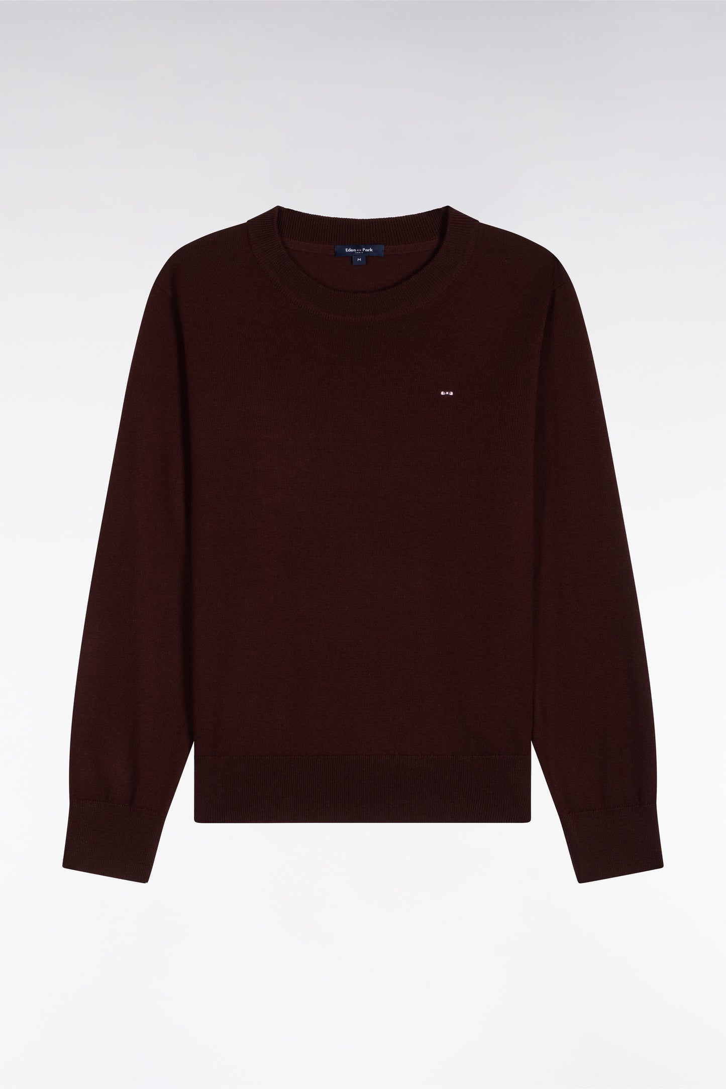 Pull col rond en laine marron coupe droite