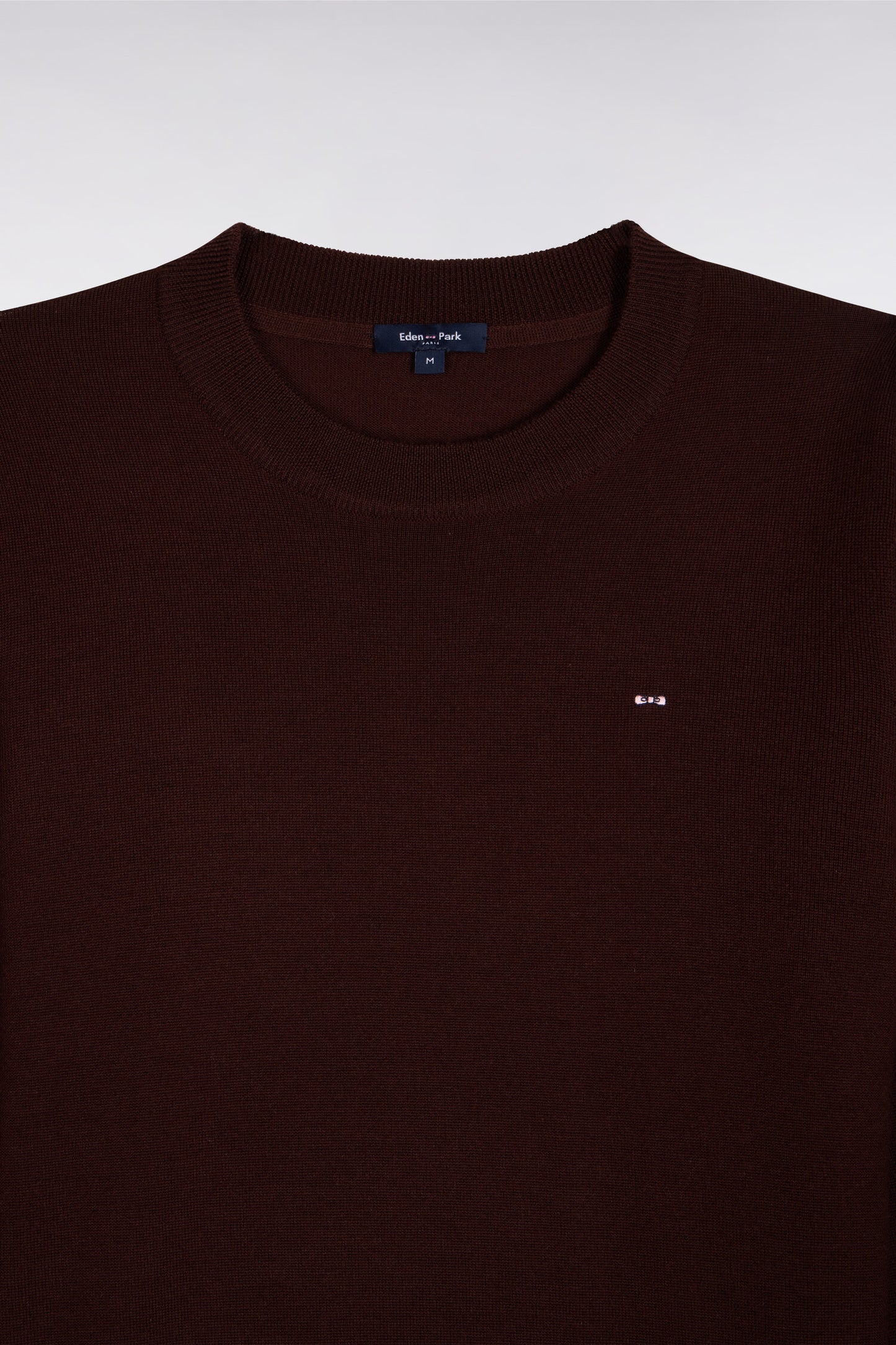 Pull col rond en laine marron coupe droite