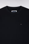 Sweatshirt à col rond en molleton coton marine coupe droite