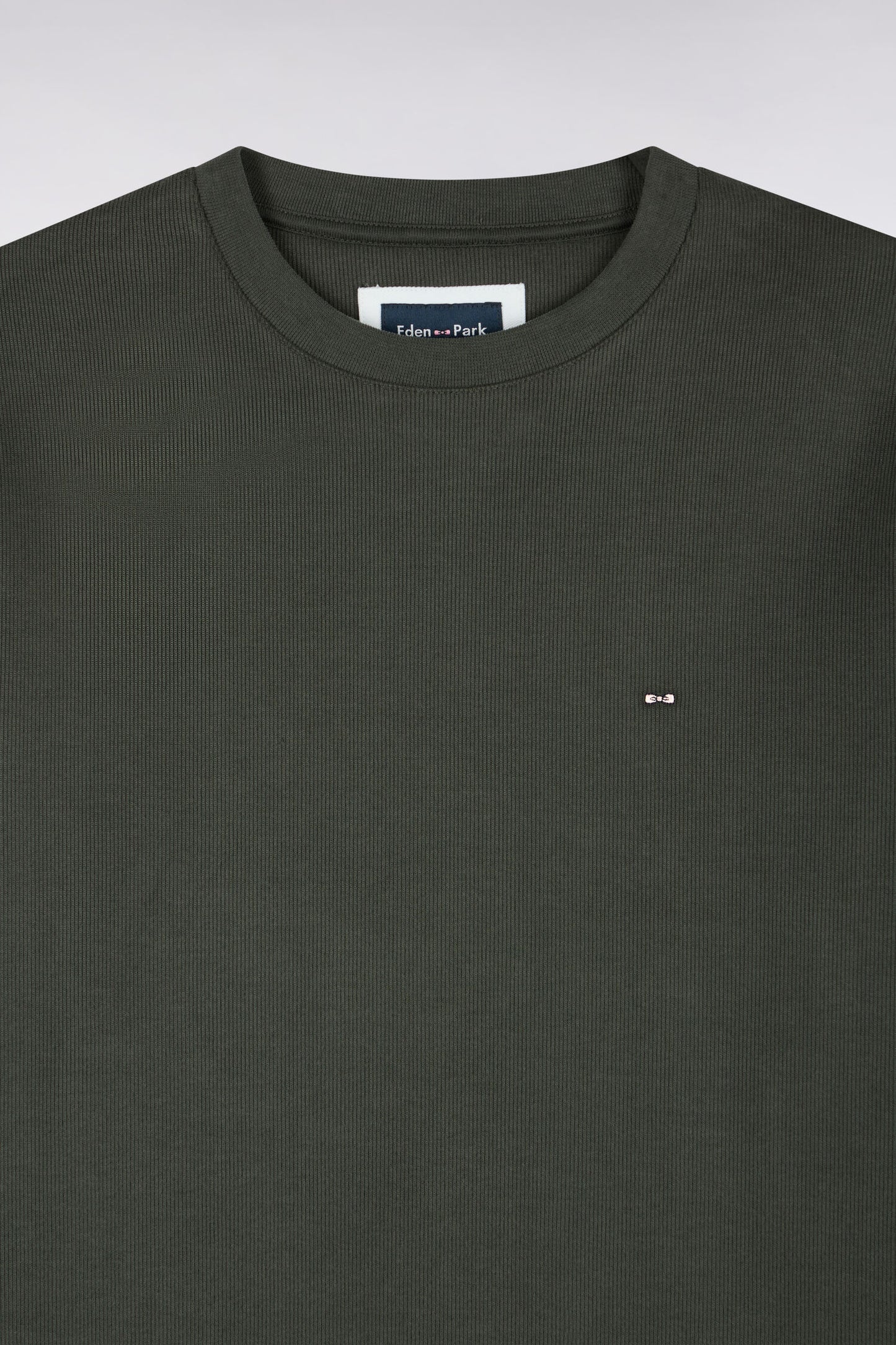 Sweatshirt à col rond en molleton coton kaki coupe droite