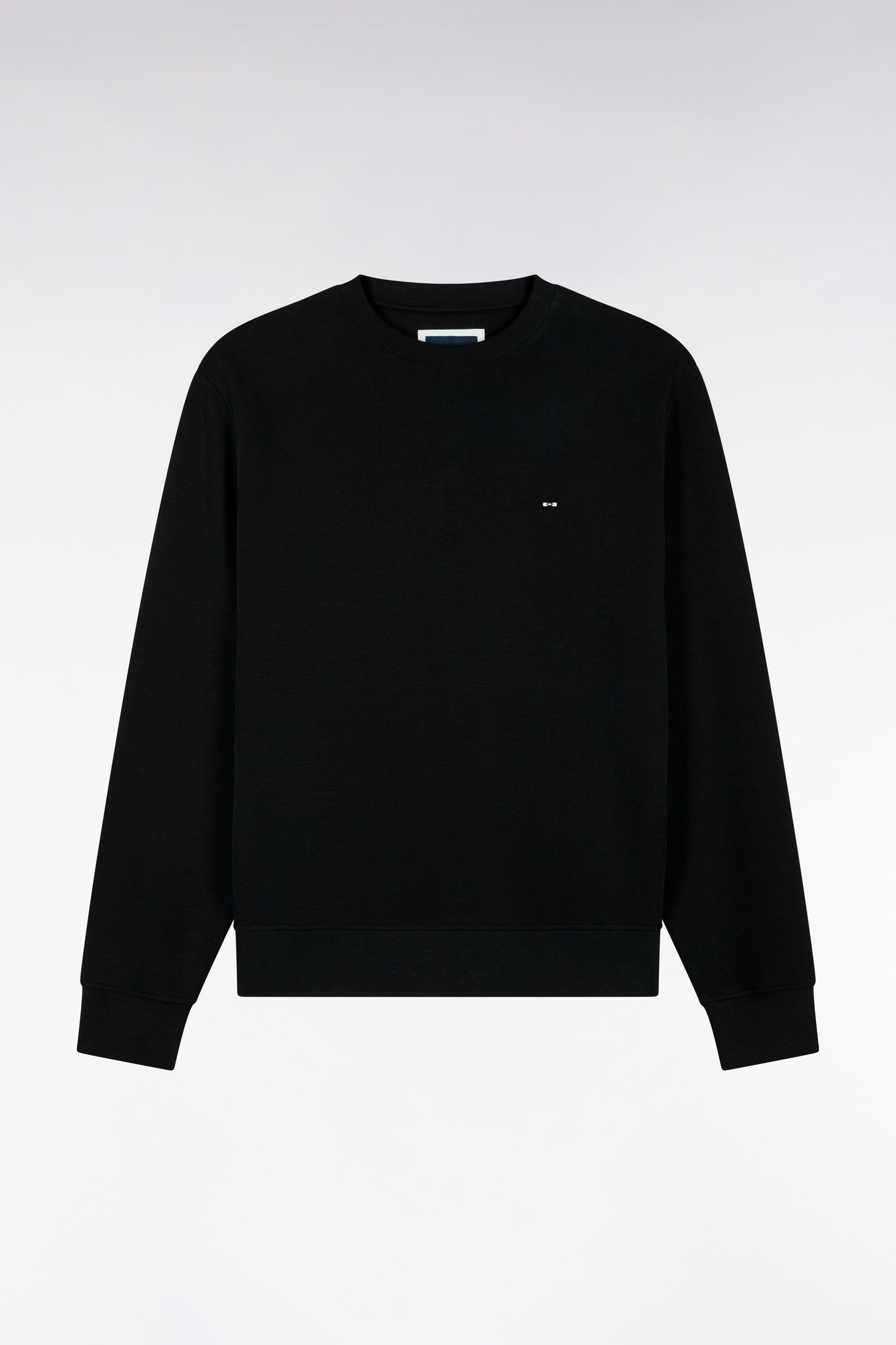 Sweatshirt à col rond en molleton coton noir coupe droite